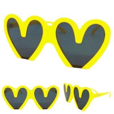 Негабаритные преувеличенные ретро вечеринки солнцезащитные очки в форме сердца желтая оправа темные линзы - Изображение 1 из 4