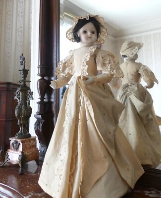 POUPEE AUTOMATE ANCIENNE TÊTE PORCELAINE BOITE A MUSIQUE  19ème / BON ETAT - Photo 1/4