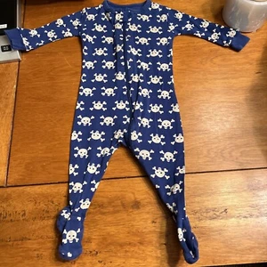 Baby Gap 3-6 Months One Piece Sleeper Outfit Blue With Skulls - Picture 1 of 7