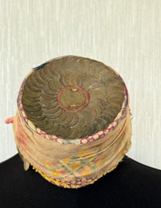 Antico copricapo da sposa periodo ottomano, copricapo ottomano con monete, gioielli Fez - Foto 1 di 11