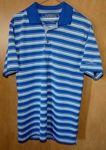Pebble Beach Mens Blue Striped Golf Polo Shirt Medium 100% Polyester EX - Picture 1 of 6
