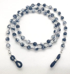 BLACK & WHITE MARBLE GLASSES CHAIN SPECTACLE/LANYARD/SUNGLASSES 27.5" G04 - Picture 1 of 2