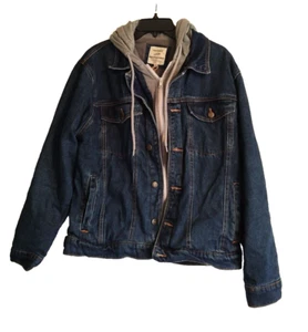 Victory Outfitters Men Hooded Sweatshirt Fleece lined Denim Jacket Men's M Jean - Picture 1 of 11