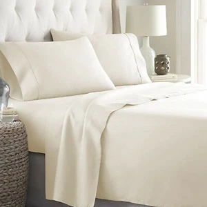 Extra Deep Pocket Egyptian Cotton Select Bedding Linen Ivory Solid US Sizes - Picture 1 of 9