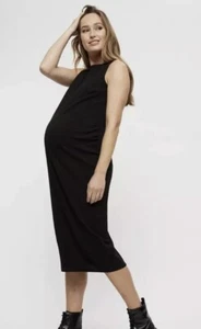 Dorothy Perkins Maternity Black Sleeveless Bodycon Dress Size 14 New - Picture 1 of 4