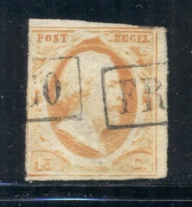 NIEDERLANDE 3 SG3b gebraucht 1852 15c org König Wilhelm III Imperf CV$130 - Bild 1 von 2
