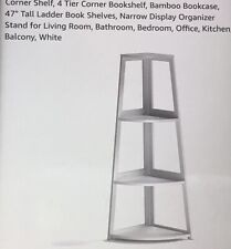 Corner Shelf, 4 Tier Corner Bookshelf, Bamboo Bookcase, 47" Tall Ladder Book