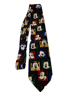 Corbata de Mickey Mouse con estampado de novedad de poliéster Disney de colección de los años 80 por todas partes - Imagen 1 de 4
