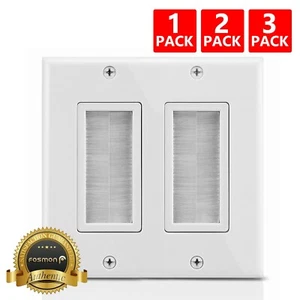 Fosmon Double Dual 2-Gang Brush Organize Bulk Wire Cable Wall Plate Cover Screws - Picture 1 of 11