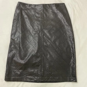 Chicos 1 Womens Small Straight Skirt Faux Leather Quilt Stitch Pencil Black - Picture 1 of 12