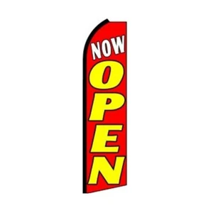 Now Open Swooper Flutter Feather Flag | 3ft W x 11.5ft Tall - Picture 1 of 3