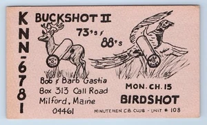 Buckshot Birdshot Gastia Milford ME Minutement QSL Ham Radio Card VTG Pheasant - Picture 1 of 2