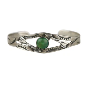 Old Fred Harvey Navajo Turquoise Coin Silver Arrow Gila Monster Bracelet - Picture 1 of 6