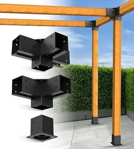 Pergola Brackets Kit 4x4 (Actual: 3.5x3.5'') W/Hardware for Gazebos Black New - Picture 1 of 24