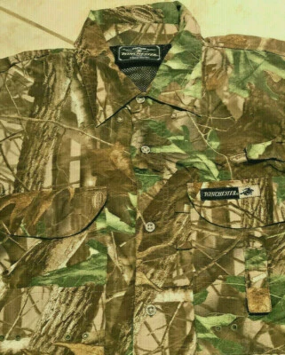 Camisa Winchester Hombres Talla L Camuflada SS Cuatro Bolsillos Ventilada Exterior Pesca Caminata Foto 1 de 4