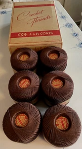 6 -J&P Coats Knit-Cro-Sheen #131 Fudge Brown 175 yd 100% Mercerized Cotton A.64 - Picture 1 of 11