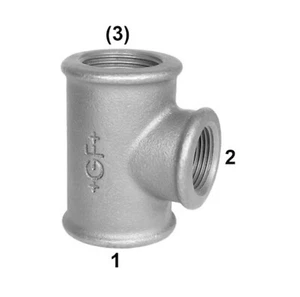 2" x 2”x 1” BSP Black Malleable Iron Reducing Tee - Picture 1 of 1