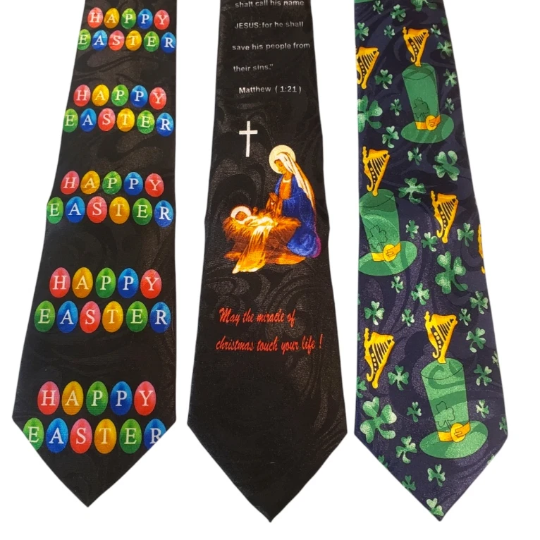 Easter Christmas St. Patrick's Day Ties #116A - Lot of 3 Novelty Neckties NWT - Image 1 of 1