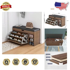 Sturdy Entryway Shoe Bench with 400 lbs Capacity - Easy Assemble 3-Tier Cabinet - Picture 1 of 7