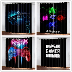 Boys Game Controller Playstation Blackout Curtains Kids Curtains Ring Top Eyelet - Picture 1 of 28