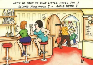 RUDE RISQUE COMIC BAMFORTH Golf Men's Wives Want New Honeymoon POSTCARD UNUSED - Picture 1 of 2
