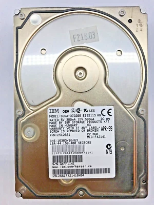 22,0 GB IDE FESTPLATTE IBM DJNA-372200 3,5 ZOLL  #FP3801 - Bild 1 von 2