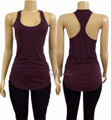 Camiseta sin mangas Victorias Secret ROSA acanalada espalda cruzada vino nueva Foto 1 de 2