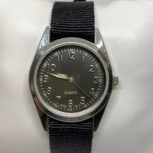 Vintage Puritan men’s watch 34mm silver tone black dial nylon band running - Picture 1 of 6