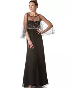ABENDKLEID LANG ABIBALLKLEID KLEID SCHWARZ EMPIRE-STIL ELEGANT SCHLICHT Gr42 NEU - Bild 1 von 3