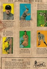 1928 Babe Ruth, New York Yankees Fro-Joy Uncut REPRODUCTION Sheet (TCMA)