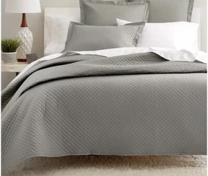 Charter Club Quilted Solid Queen Coverlet Smoke Grey - Picture 1 of 6