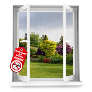 4x Fliegengitter Insektenschutz für Fenster bis 130x150cm effektiver ohne Bohren - Bild 1 von 7