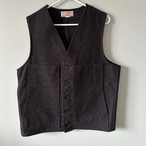 C.C. Filson Garment Vest Mackinaw Wool Charcoal Gray Pockets Vintage USA Mens 44 - Picture 1 of 10