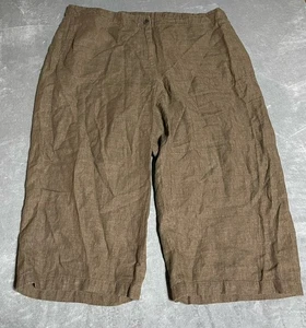 J Jill Love Linen Pants Womens 3X Brown Lagenlook 100% Linen Beach Boho Cropped - Picture 1 of 6