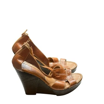 Sandalias de cuña Mere Anthropologie para mujer con plataforma de cuero marrón talla 5 vibraciones Y2K Foto 1 de 4