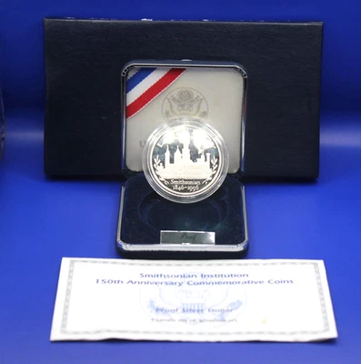 1996P Smithsonian Institution 150th Anniversary Proof Silver Dollar COA/Box #VP6 - Image 1 of 4