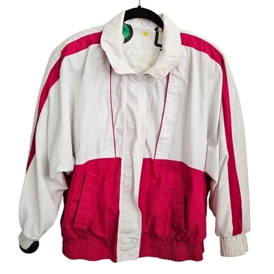 Vintage 80s 90s Fleet Street Ski Wind Breaker Jacket Women Size Large S Pink/Red - Image 1 of 4