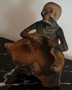 VTG iron skull ashtray 1990s replica from Japan made Early skeleton Halloween - Picture 1 of 24