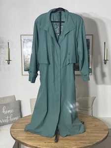 Vintage Fleet Street Green Women’s Size 18 Trench Coat Polyester + Nylon - Picture 1 of 9
