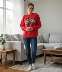 NOS Vintage 90s Disney Mickey and Friends Knit Sweater Women's XXXL 100% Cotton - Picture 1 of 11