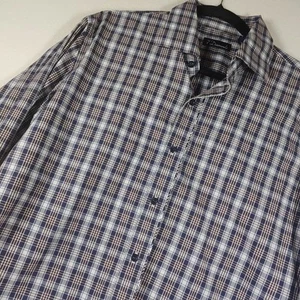 7 Diamonds Shirt Mens Large Gray Maroon Plaid 100% Cotton Button Up Long Sleeve - Picture 1 of 15