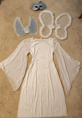 DISFRAZ DE ÁNGEL ADULTO CON 2 JUEGOS DE ALAS Y MÁSCARA NUEVA CON ETIQUETAS TALLA XL Foto 1 de 4