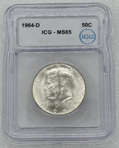 1964-D Kennedy Half Dollar ICG MS65 50C Denver Minted No Reserve - Picture 1 of 2