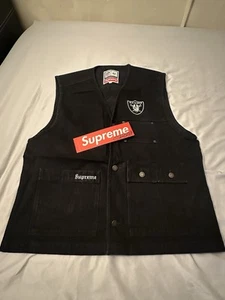 Supreme NFL Raiders ‘47 Denim Vest Black Brand New Sz Large - Bild 1 von 6