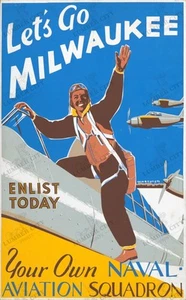 Let's Go Milwaukee Segunda Guerra Mundial Aviación Naval Alist Today Póster Impresión Arte - Imagen 1 de 8