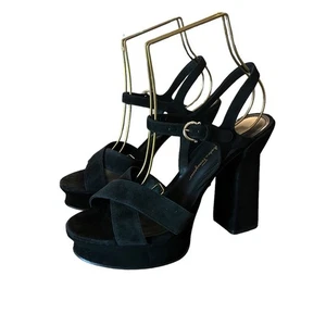 Ferragamo Sonya Wildleder Plateau Knöchelriemen Criss Cross High Heel Sandalen NEU 8,5 - Bild 1 von 10