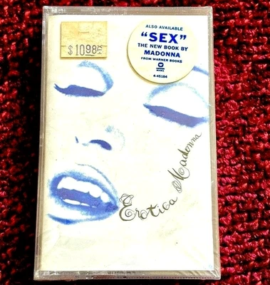MADONNA SEALED US EROTICA CASSETTE TAPE PROMO 1992 SEX BOOK WB HYPE STICKER LP - Image 1 of 4
