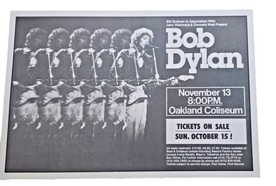 Bob Dylan 1978 Oakland Coliseum Concert Poster REPRINT Bill Graham VG+ - Image 1 of 4