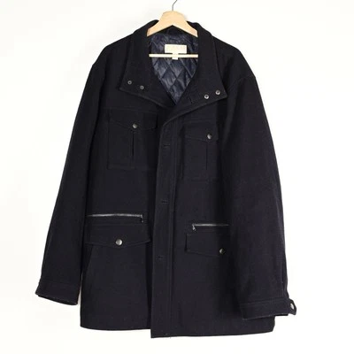 Michael Kors Men’s 2XT Dark Blue Ling Sleeve Wool Button Up Jacket W/Pockets - Image 1 of 4