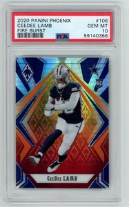 Ceedee Lamb 2020 Panini Phoenix Fire Burst Rookie PSA 10 GEM MT #106 Cowboys RC - Picture 1 of 2